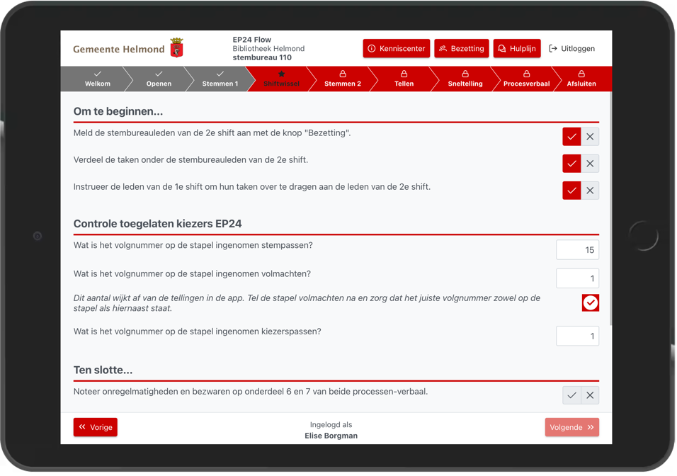 Afwerken van een checklist